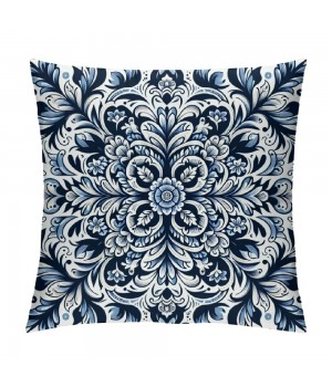 Ulloord  Throw pillow Covers Blue Irregular Flower Pattern Decorative pillow Case Square Cushion Cover Home Decor Sofa Bed Tile Style pillowcase