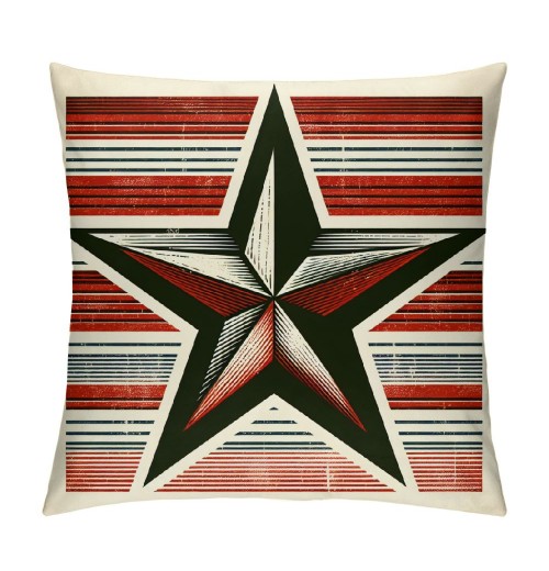 Ulloord  Throw pillow Covers Vintage American Flag Stars and Stripes Decorative pillow Case Blue White and Red pillow Cover Home Decor Square