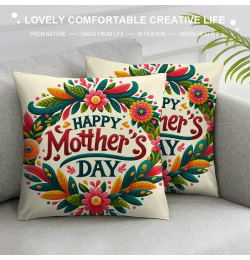  Happy Mother's Day pillow Cover Decorative pillow Covers Best Wishes Cushion Cover for Women Gift Home Sofa Car