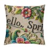 Ulloord  Hello Spring Quote Throw pillow Covers Plant with Flower Decorative pillow Cover pillowcase Colorful Cushion Cover