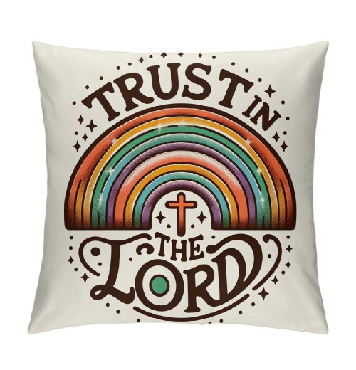 Trust The Lord Throw pillow Case Cover ,Boho Purple Rainbow Decorations for Home Bedroom Girls Room Office,Gifts for Women Faith Girls Teens