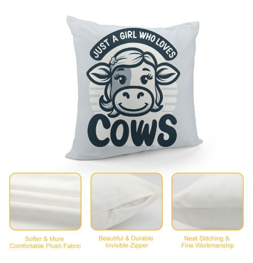 Farmhouse Cow Themed pillowcase Decorations for Home Girl Room, Just A Girl Who Loves Cows Throw pillow Cover, Cow Girls Gifts