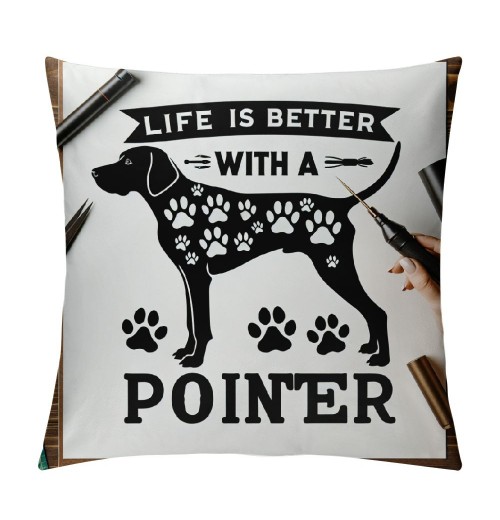 Life is Better with A Decorative Throw pillow Case Cover , Dog Decorations For Home Bedroom Office, Owners , Gift,Dog Lovers Gift