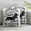 Ulloord Life is Better with A Basset Hound Decorative Throw pillow Case Cover ,Funny Basset Hound Puppy Dog Decorations For Home Bedroom Girls Room Office,Basset Hound Owners Moms Gift,Dog Lovers Gift