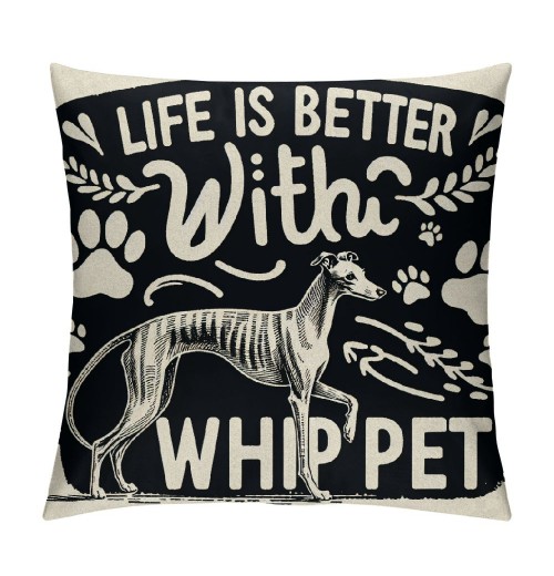 Ulloord Life is Better with A Decorative Throw pillow Case Cover ,Funny Decorations for Home Bedroom Girls Room Office, Owners Moms Gift,Dog Lovers Gift