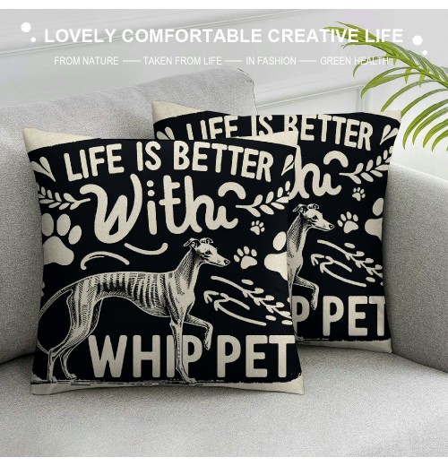 Ulloord Life is Better with A Decorative Throw pillow Case Cover ,Funny Decorations for Home Bedroom Girls Room Office, Owners Moms Gift,Dog Lovers Gift