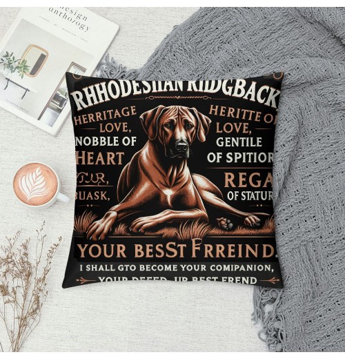 Ulloord Cartoon Rhodesian Ridgeback Heritage of Love Throw pillow Case Cover, Funny Puppy Dog Decorations for Home Bedroom Girls Room Office,Rhodesian Ridgeback Owners Moms Gift,Dog Lovers Gift