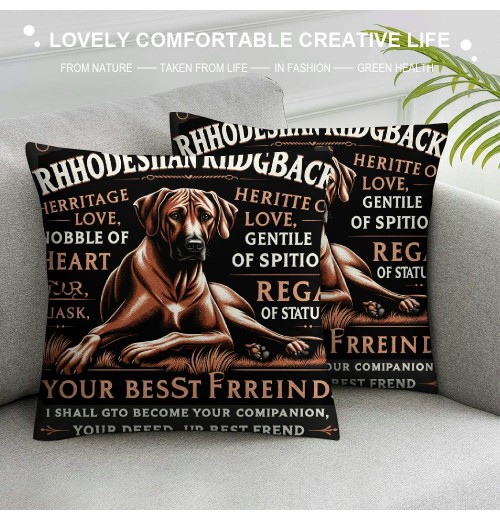 Ulloord Cartoon Rhodesian Ridgeback Heritage of Love Throw pillow Case Cover, Funny Puppy Dog Decorations for Home Bedroom Girls Room Office,Rhodesian Ridgeback Owners Moms Gift,Dog Lovers Gift