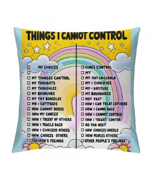 Ulloord Things I Can Control Calming Strategies Mental Health Throw pillow Case Cover ,Boho Rainbow Colors Decorations For Home School Counselling Office Therapy Office,Boys Girls Teens Gifts