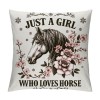 Ulloord Just A Girl Who Loves Horses Decorative Throw pillow Case Cover,Cute Floral Horse Decorations for Home Bedroom Girls Room Office,Horse Lovers Owners Gift,Horse Riders Gift for Girls