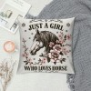 Ulloord Just A Girl Who Loves Horses Decorative Throw pillow Case Cover,Cute Floral Horse Decorations for Home Bedroom Girls Room Office,Horse Lovers Owners Gift,Horse Riders Gift for Girls