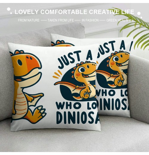 Ulloord Just a Boy Who Loves Dinosaurs Decorative Throw pillow Case Cover ,Funny Dinosaur Dino Decorations for Home Bedroom Boy Room Dorm Office Car,Gifts for Dinosaur Lovers Kids Boys