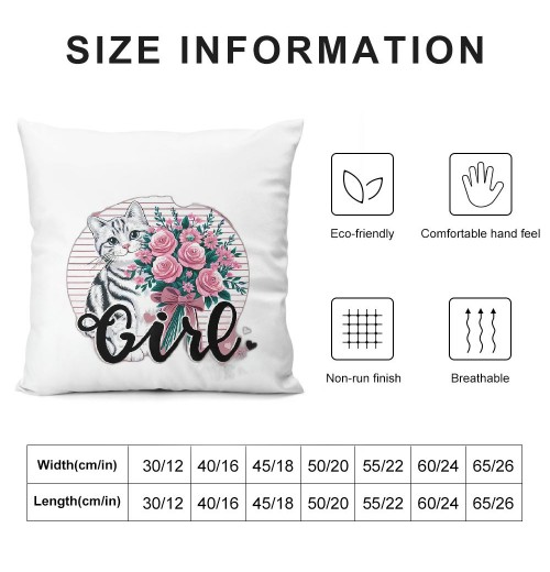 Ulloord Just A Girl Who Loves Cats Decorative Throw pillow Case Cover ,Cute Floral Kitty Cat Decorations for Home Bedroom Girls Room Office,Cat Owners Cat Moms Gift,Cat Lovers Gift