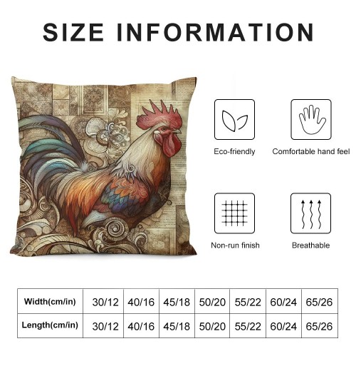 Ulloord  Vintage Farm Farmhouse Animals Throw pillow CoversWhite Rooster&nbsp;Cock Square Throw pillowcase Super Soft&nbsp;Rustic Country Style Poultry Chicken Cushion Covers for Sofa