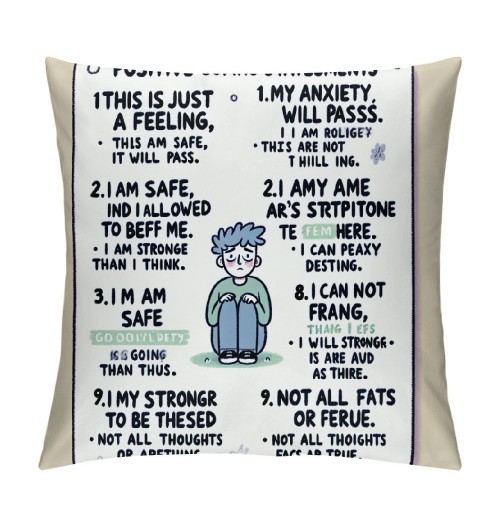 Ulloord Anxiety Coping Statements Self Care Check-in Mental Health Throw pillow Case Cover ,Rainbow Colors Decorations For Home School Counselling Office Therapy Office,Boys Girls Teens Gifts