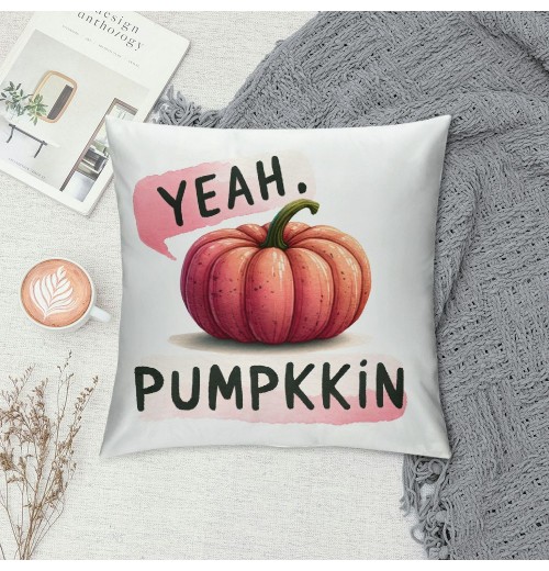 Ulloord  Pumpkin pillows Decorative pillow Case Super Soft Autumn Thanksgiving Decor Deep Pink Pumpkin pillow CoversSquare Welcome Fall Cushion Cover for Home Sofa