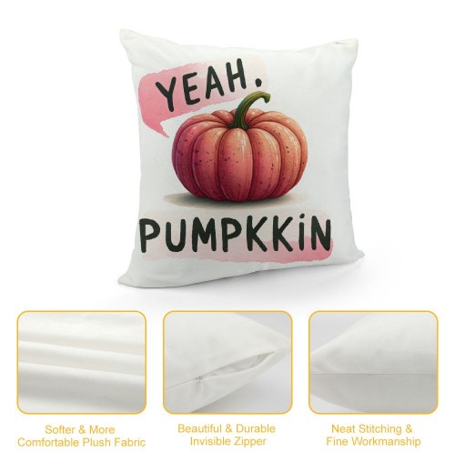 Ulloord  Pumpkin pillows Decorative pillow Case Super Soft Autumn Thanksgiving Decor Deep Pink Pumpkin pillow CoversSquare Welcome Fall Cushion Cover for Home Sofa