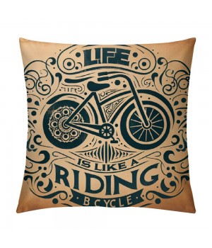 Ulloord  Vintage Black Bicycle Throw pillow Covers Life is Like Riding a Bicycle Lettering Throw pillow Case Cushion CoverRustic pillowcase Outdoor Decor for Sofa