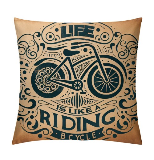 Ulloord  Vintage Black Bicycle Throw pillow Covers Life is Like Riding a Bicycle Lettering Throw pillow Case Cushion CoverRustic pillowcase Outdoor Decor for Sofa