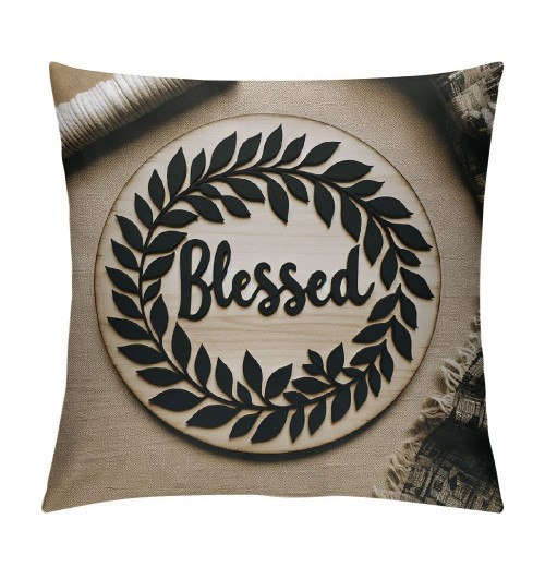 Ulloord &nbsp;Blessed Wreath Throw pillow Covers Home Modern Farmhouse pillow Cover&nbsp;Housewarming Gifts Family Room Decor Square Cushion Cover for Sofa