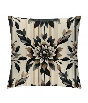 Ulloord Brown Tan Black pillow Covers Dahlia Floral Decor Throw pillows Spring Summer Modern Geometry Flower Outdoor Decorative Cushion Cases for Sofa Couch Bed Decorations