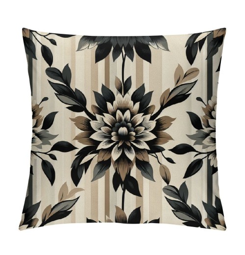 Ulloord Brown Tan Black pillow Covers Dahlia Floral Decor Throw pillows Spring Summer Modern Geometry Flower Outdoor Decorative Cushion Cases for Sofa Couch Bed Decorations