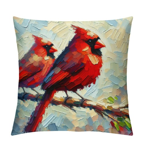 Ulloord  Vintage Watercolor Red Birds pillow Covers Cardinal Bird Pattern Decorative pillowcase Decor Home Cushion Cover for Sofa