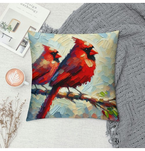 Ulloord  Vintage Watercolor Red Birds pillow Covers Cardinal Bird Pattern Decorative pillowcase Decor Home Cushion Cover for Sofa