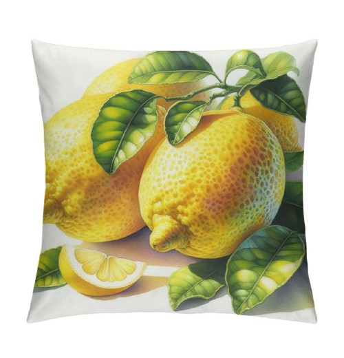 Ulloord  Fruit pillow Covers Fresh Lemon with Green Leaf Decorative pillow Cover Square pillowcase Decor Indoor Outdoor Home Couch