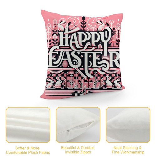 Ulloord Pink Happy Easter pillow Covers Black and White Buffalo Check Plaid Rabbit Bunny Easter Home Decor Throw pillow Cases Cute Animals Farmhouse Outdoor Sofa Couch Cushion Cover