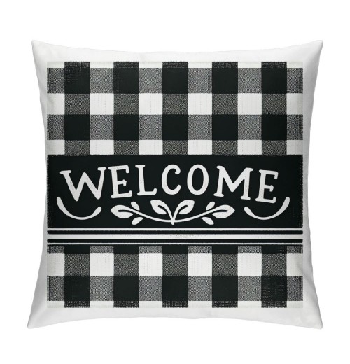  Fall Buffalo Plaid pillow Covers pillow Case Black and White Grid Square Farmhouse Cushion Cover for Sofa Couch Bedroom ()