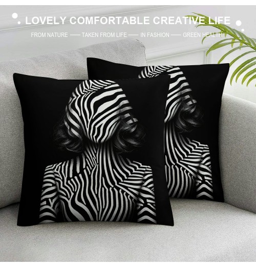 Ulloord Black and White Zebra Stripe Throw pillow Covers Summer Tropical Jungle Animals African Wildlife Exotic Decorative pillow Cases Cushion Cover for Sofa Couch Home Decor