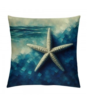 Ulloord  Vintage Starfish pillow Cover Ocean Blue Series Nautical Decorative pillow Covers Beach Theme Cushion Cover Home Decor pillowcase