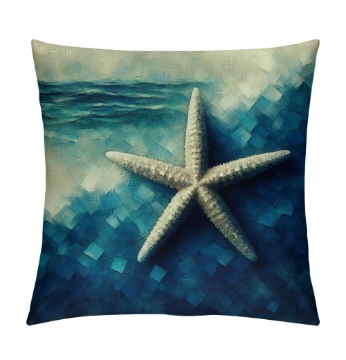 Ulloord  Vintage Starfish pillow Cover Ocean Blue Series Nautical Decorative pillow Covers Beach Theme Cushion Cover Home Decor pillowcase