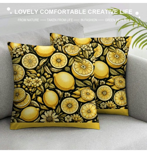 Ulloord Farm Fresh Lemon Throw pillow Covers Summer Lemon Truck Outdoor Farmhouse pillow Cases with Hidden Zipper Decor Home Sofa Bedroom