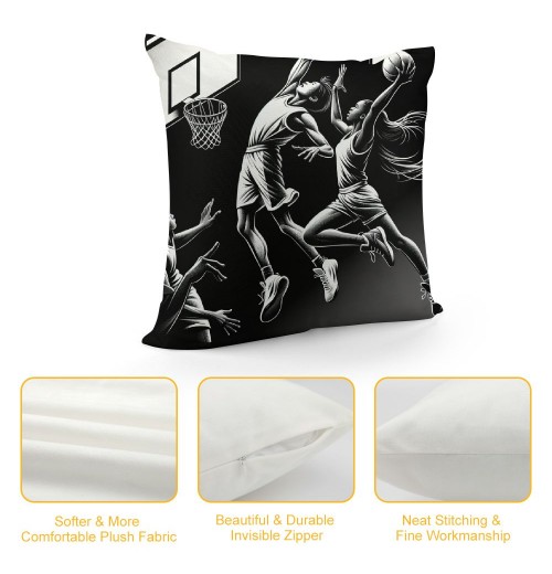 Ulloord  Basketball Throw pillow Covers&nbsp;Men are Playing Basketball Pattern Decorative pillow Case Cushion Cover Ball Lover Gift Decor Home Sofa (Black Basketball Set)