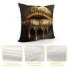 Ulloord  Gold Sexy Lip Throw pillow Covers Black Gold Lips Pattern Design Decorative pillow Case Super Soft Rock Punk Neoclassical Style Cushion Cover for Home Sofa