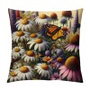 Ulloord  Flower Butterfly Throw pillow Covers Watercolor&nbsp;Daisy&nbsp;Tulip Farmhouse Cushion Cover Spring Floral pillow Case Outdoor Animal pillowcase