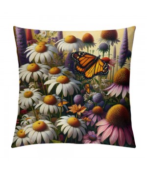 Ulloord  Flower Butterfly Throw pillow Covers Watercolor&nbsp;Daisy&nbsp;Tulip Farmhouse Cushion Cover Spring Floral pillow Case Outdoor Animal pillowcase