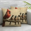 Ulloord &nbsp;Cardinal Birds Throw pillow Covers Red Christmas Bird Farmhouse pillow Cover&nbsp;Adorable Animals pillow Cases Xmas Outdoor pillows Sofa Couch&nbsp;Decoration (Birds)