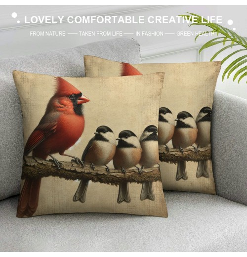 Ulloord &nbsp;Cardinal Birds Throw pillow Covers Red Christmas Bird Farmhouse pillow Cover&nbsp;Adorable Animals pillow Cases Xmas Outdoor pillows Sofa Couch&nbsp;Decoration (Birds)