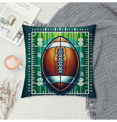 Ulloord Throw pillow Case American Football with Green&nbsp;Rectangular Stripe Background Throw pillow Covers Print Cushion Cover for Home Sofa Couch