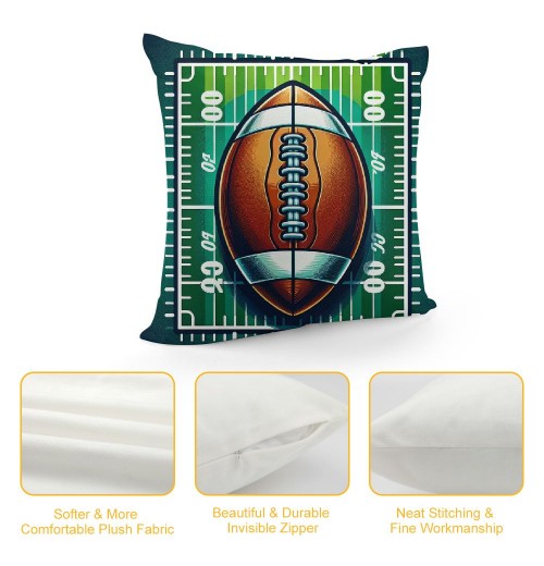 Ulloord Throw pillow Case American Football with Green&nbsp;Rectangular Stripe Background Throw pillow Covers Print Cushion Cover for Home Sofa Couch