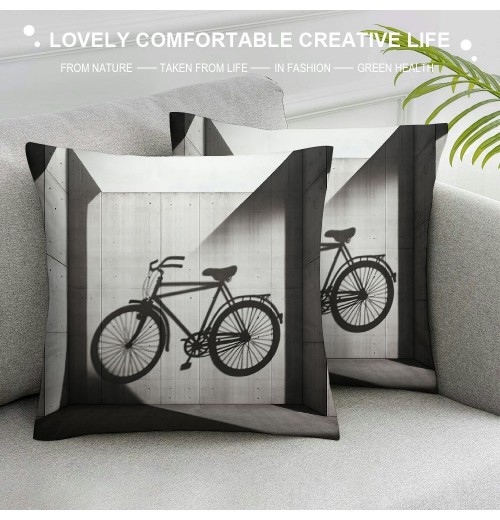 Ulloord pillow Cover Black Bicycle pillowcase Square Retro Bike Cushion Cover Outdoor Decor Home Sofa Couch Bedroom