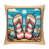 Ulloord Blue Beach Pink Flip Flops pillow Covers Summer Tropical Palm Trees Ocean Sea Shell Starfish Decorations Throw pillow Cover Outdoor Seaside Couch pillow Cases