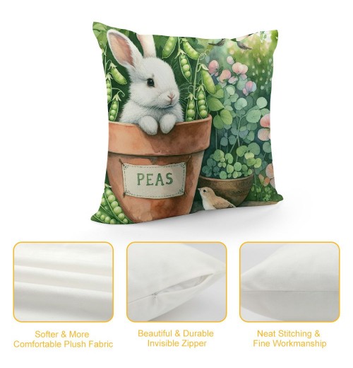 Ulloord  Hello Spring pillow Covers Animal Lovely Bunny&nbsp;Butterfly Birds with Spring Greenery Decorative Throw pillow Covers pillow Case for Home Office Outdoor Indoor