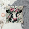 Ulloord Lovely Cow Throw pillow Covers Black White Cow with Floral Farmhouse pillow Cover Hidden Zipper Cute Animal pillowcase Square Outdoor Cushion Cover for Sofa Couch(Cow)