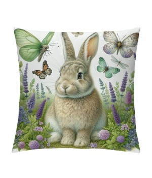  Vintage Rabbit Flowers Throw pillow Covers Happy Easter Eggs Bunny Decorative Rustic Spring pillow Case Outdoor Cushion Cover Decor Sofa