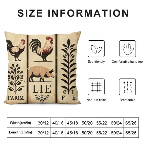 Ulloord pillow Covers Farm Animal Pig Cow Decorative pillow Case Cushion Cover for Outdoor Home Decor Sofa Bedroom Car pillow Cover