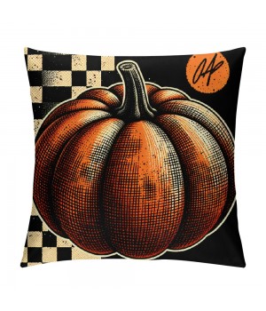 Ulloord  Fall pillow Cover Orange Pumpkin with Black White Buffalo Plaids Stripe Throw pillow Covers for Fall Decor Autumn Farmhouse Thanksgiving Decorative pillow Cases for Sofa Couch